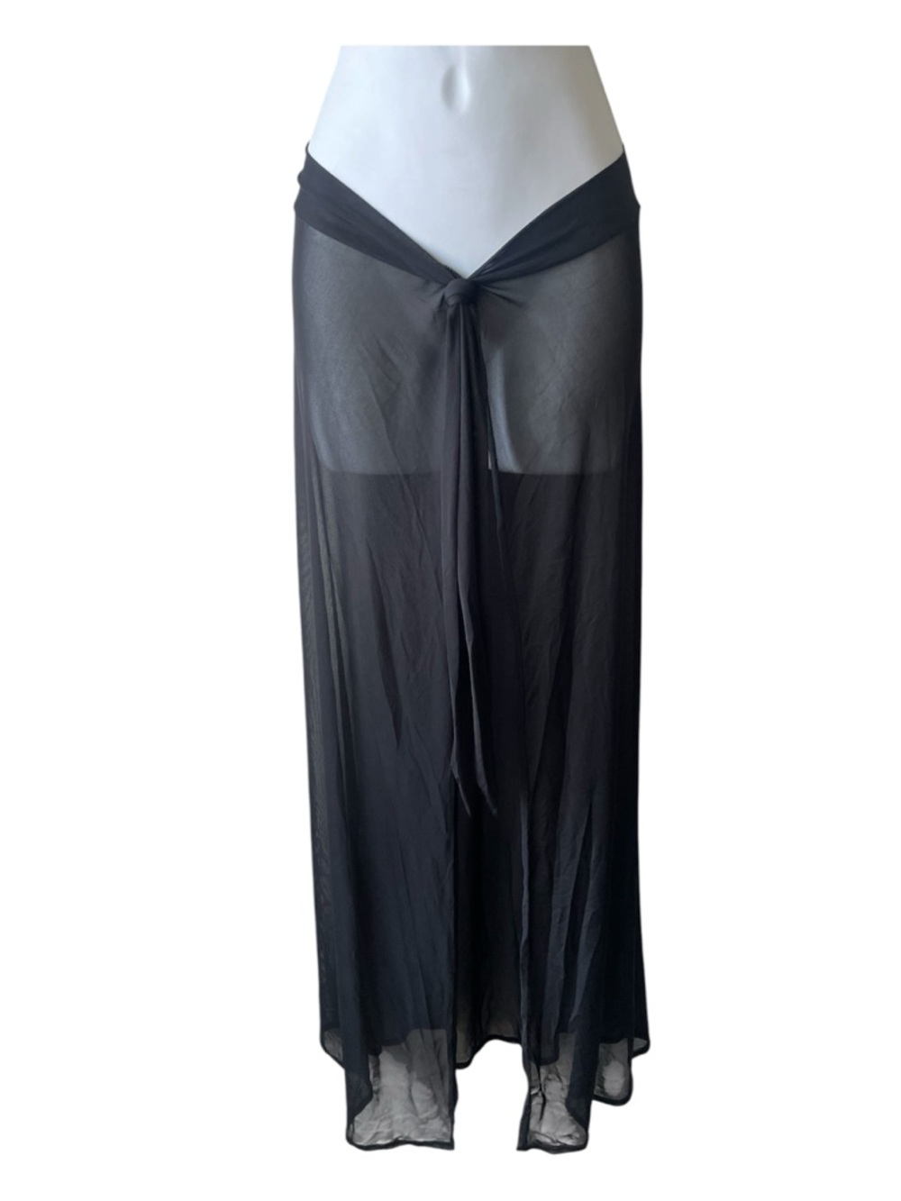Black Sheer Tie-Waist Maxi Skirt